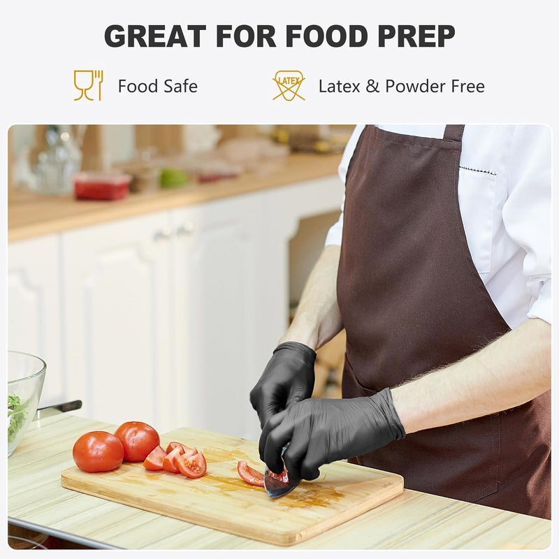 Swift Lite Black Vinyl Gloves, Food Grade Gloves Disposable Latex Free & Powder Free, Guantes for Cleaning Cooking Food Prep - Image 2